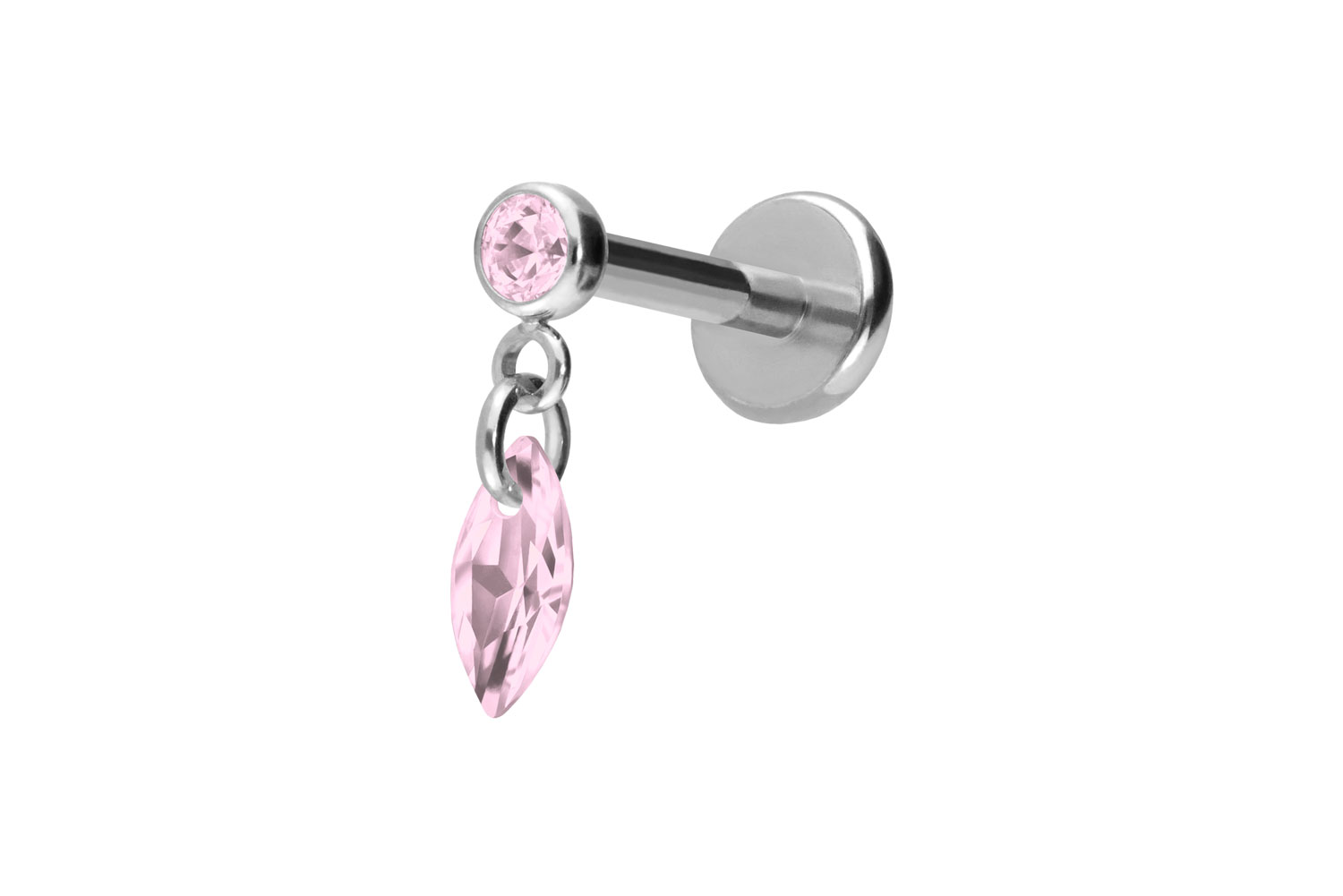 Titan Labret Piercing mit Push Fit KRISTALLOVAL